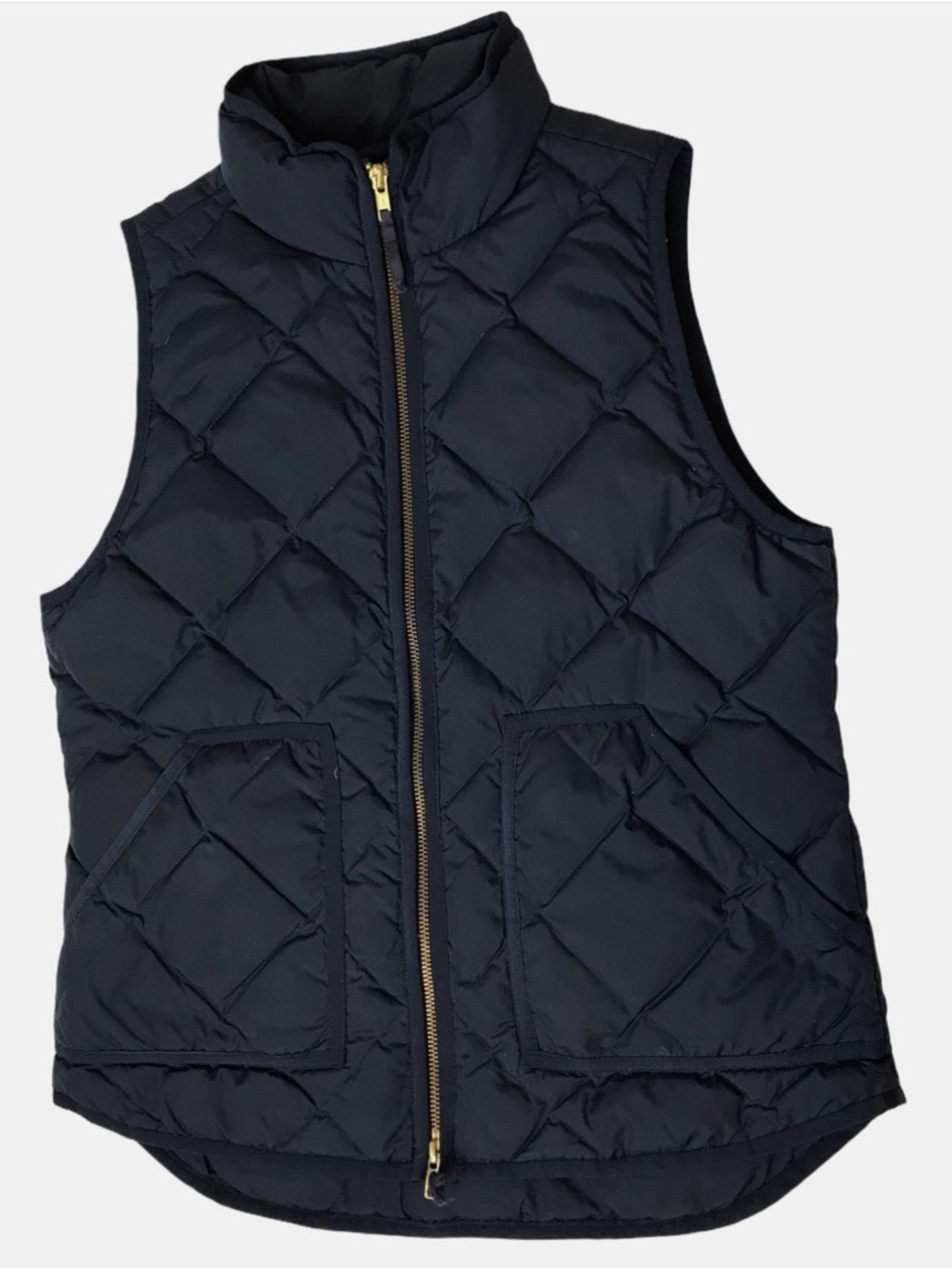J. Crew Girls Quilted Puffer Vest in Navy with Gold Zipper